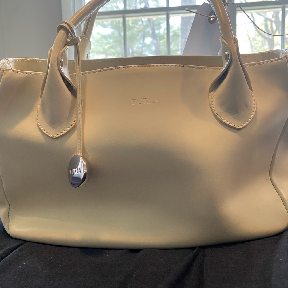 Furla Cream Leather Tote Bag